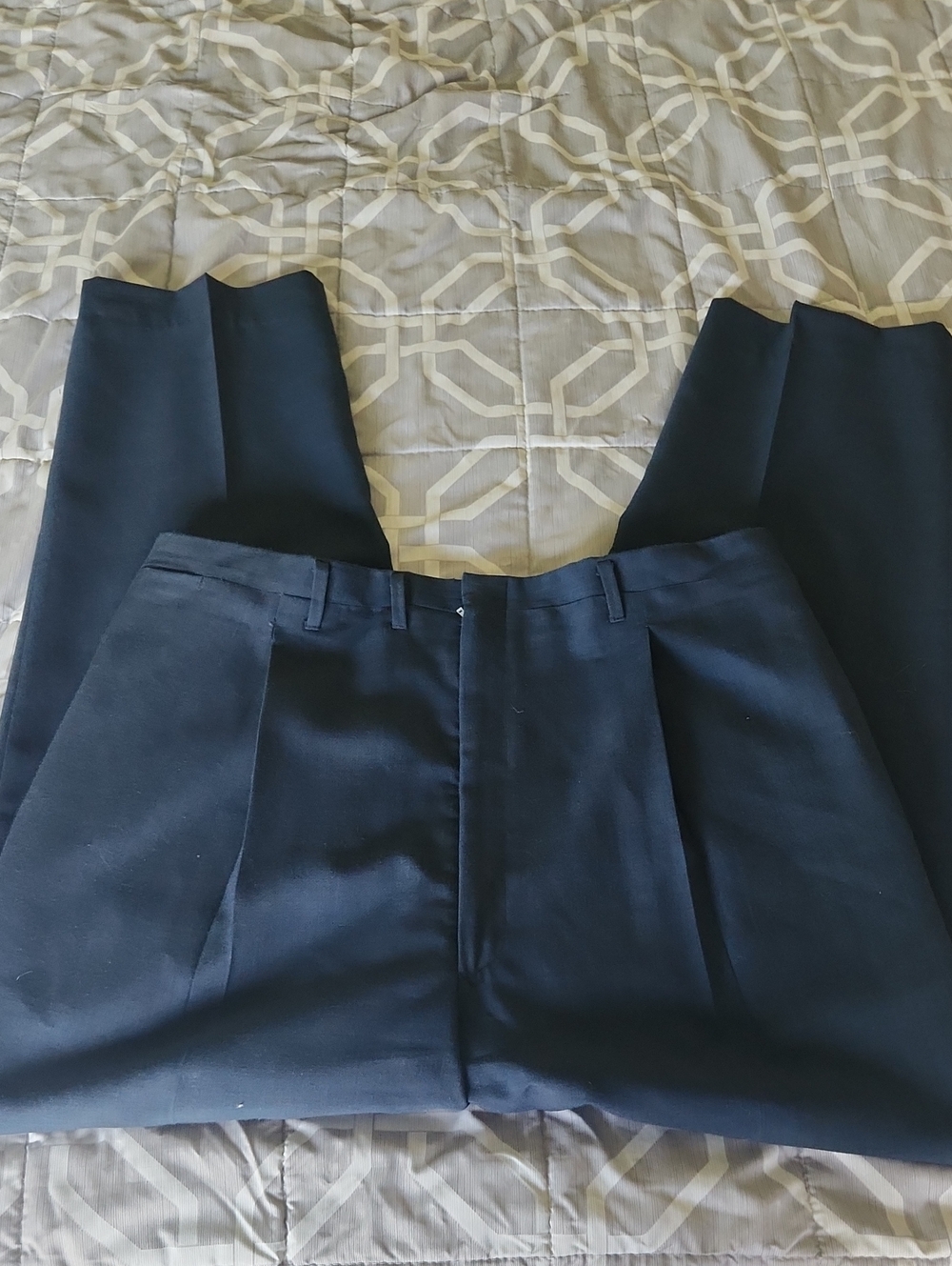 Higgins Slacks Men's Classic Pleated Dress Pants - Navy Retro 70s